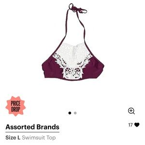 Maroon Lace Bikini Top